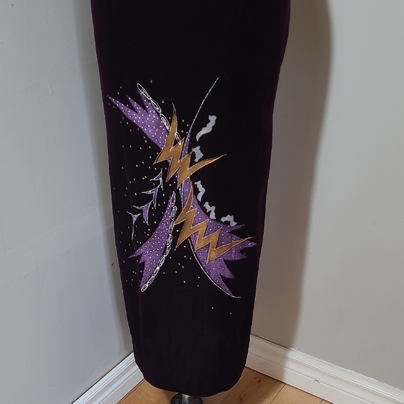 LG Velvet Holiday Party Dress Y2K Vintage Maxi Purple Sparkle Graphic - Picture 5 of 11